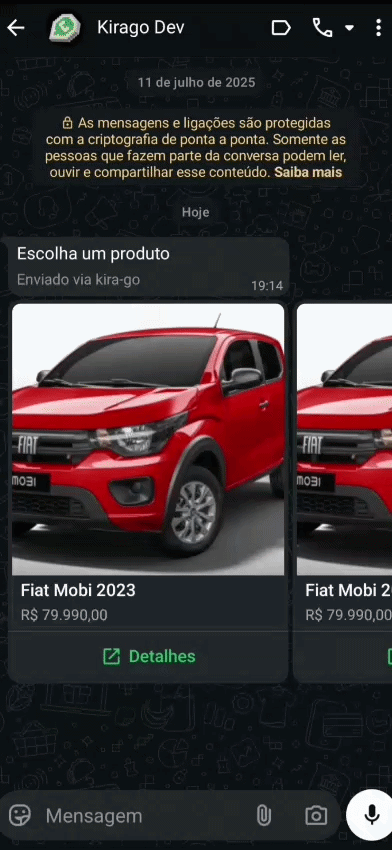 Carrossel no WhatsApp